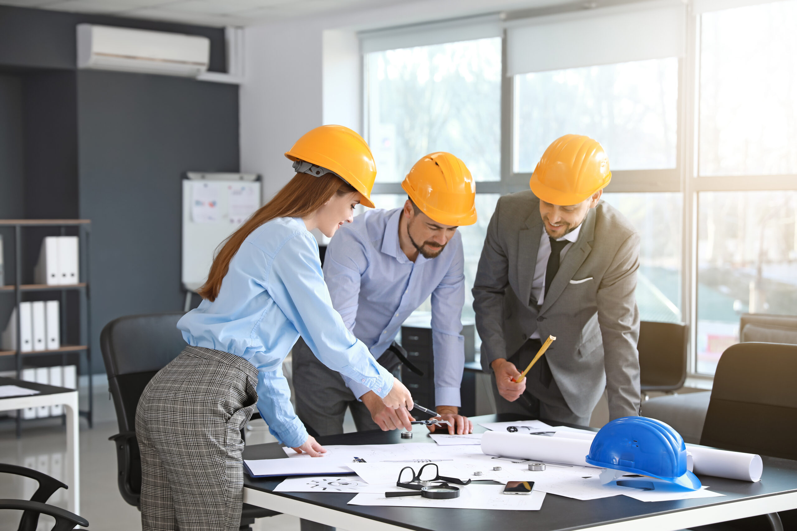 Group of engineers working in office